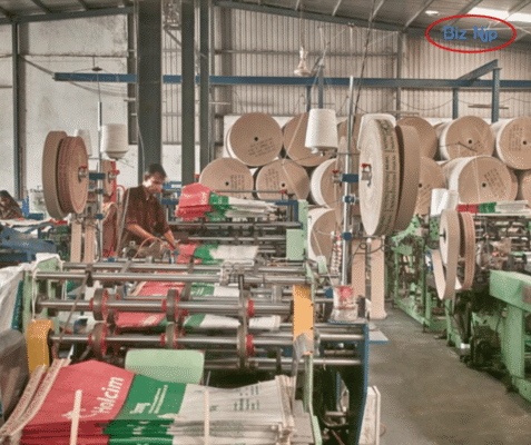 Commercial sewing and production floor at Biz Njp manufacturing custom printed reusable tote bags