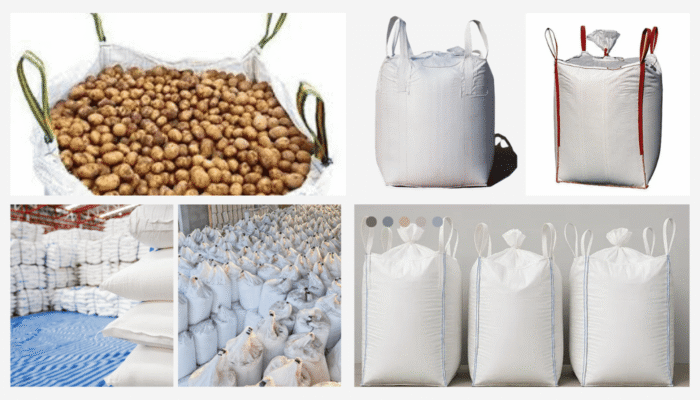 A 250L Food Grade FIBC Big Bag manufactured by Biz Njp, featuring clean, white food-safe polypropylene construction designed for hygienic bulk storage and transport.